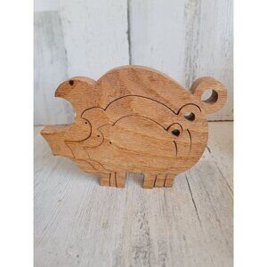 Wooden standing pigs puzzle family home decor set farm home decor